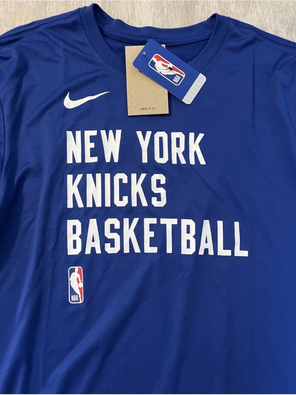 Nike New York Knicks Team Issue Pregame Warmup L/S Shirt (Blue) Mens Size XL - Picture 3 of 10